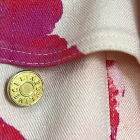 Vintage Céline Pink Floral Denim Jacket SZ 42 FR - Picture 5 of 6
